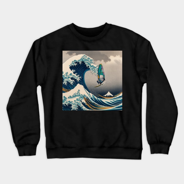 Kanagawa Windsurfing - Wave Rider Crewneck Sweatshirt by Edd Paint Something